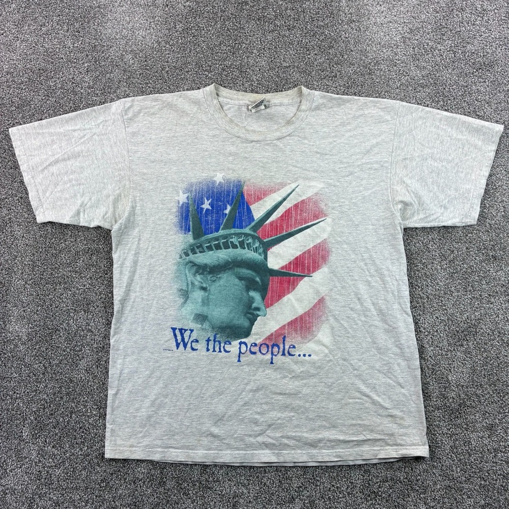 Vintage Statue of Liberty Shirt Mens 2XL Gray We the People Nutmeg Mills USA